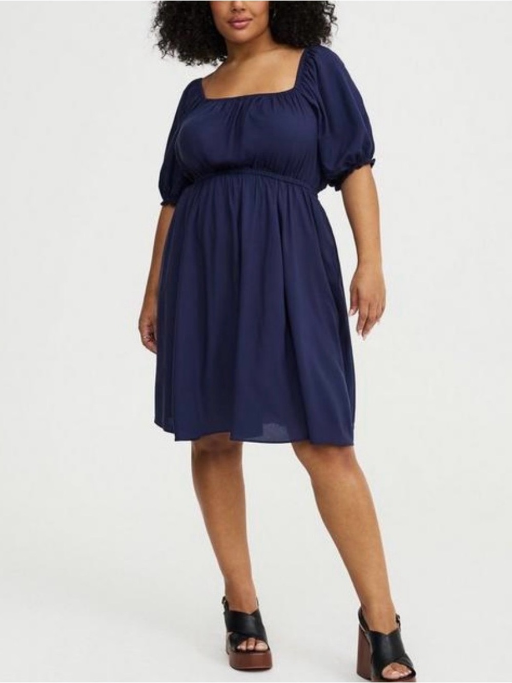 Torrid Navy Puff Sleeve Challis Mini Dress Size 2